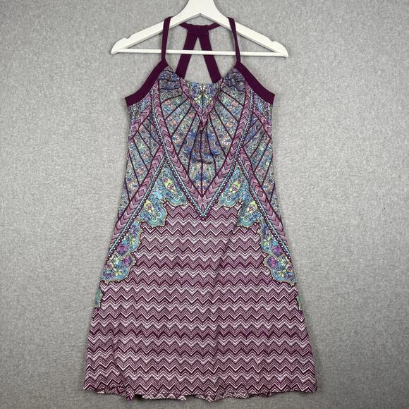 Prana Dresses & Skirts - PrAna Racerback Dress Shelf Bra Purple Floral Paisley Size Small Bright Vibrant